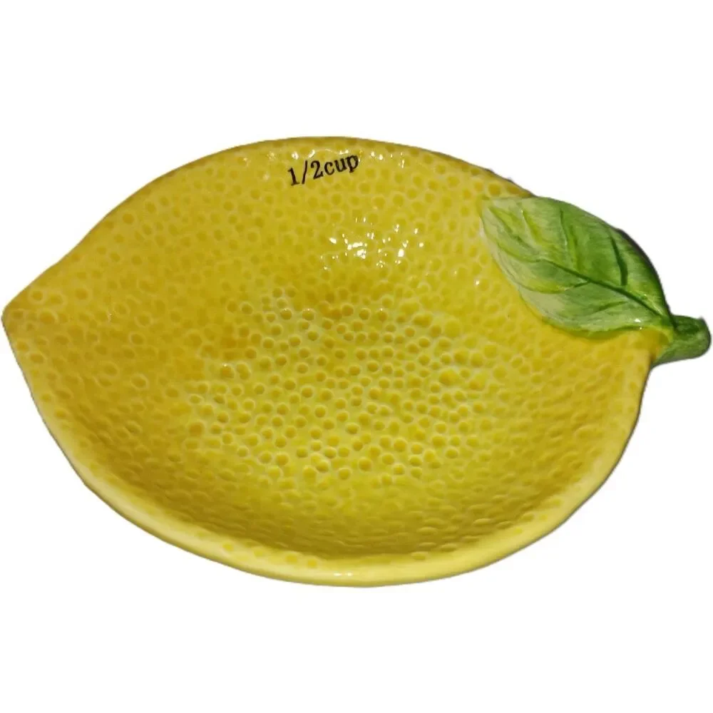 ARLINGTON DESIGNS: Lemon Ceramic Nesting Measuring Cups - Set of 4
